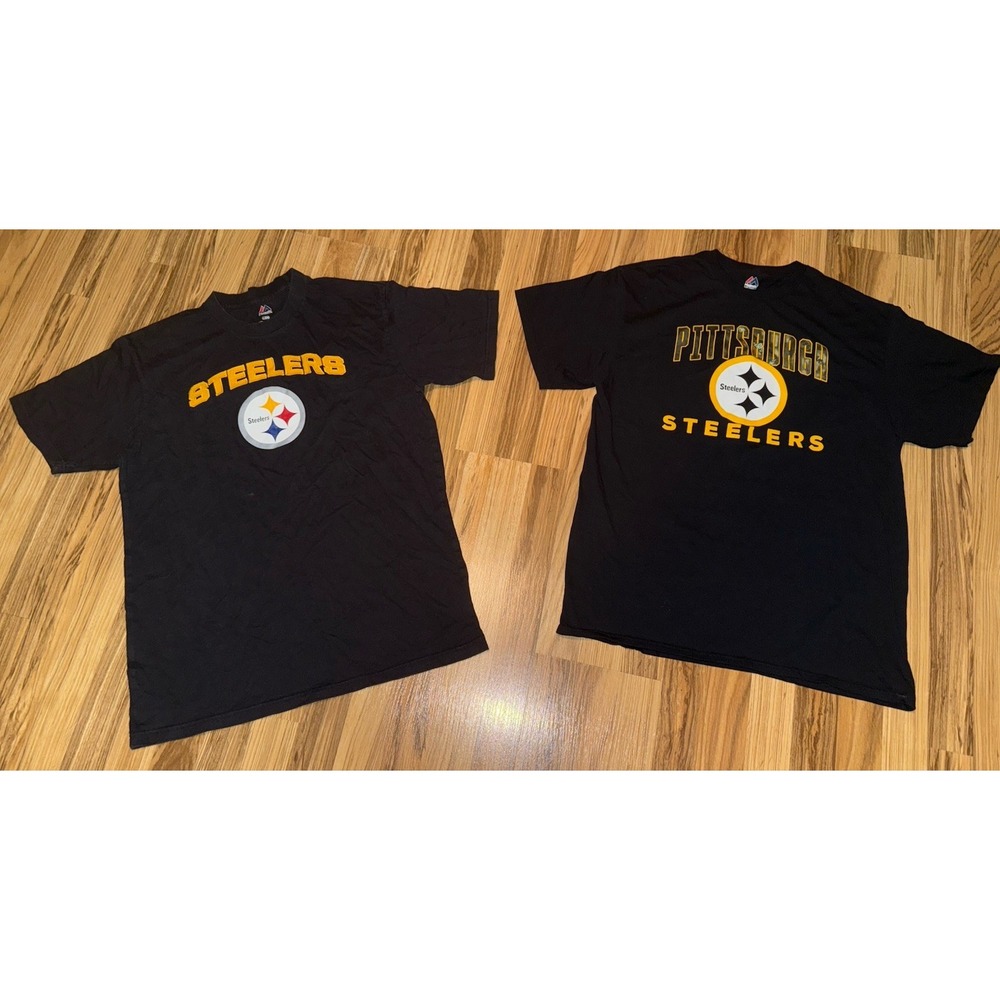 NFL Pittsburgh Steelers Men's T Shirt Large Graphic Tee T-Shirt Majestic Lot
